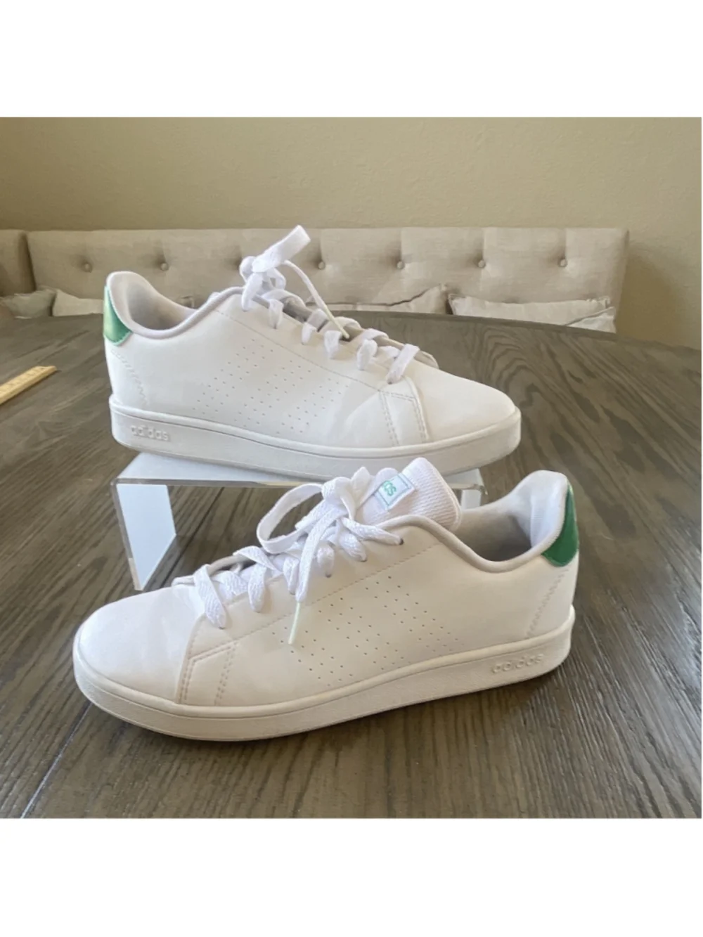 adidas White/Green Low Top Lace-Up Sneakers Solid Casual/Active EF0213 2019